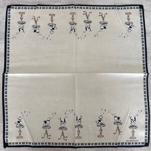 Burberry Cream with Playful Dog Design vintage handkerchief cotton